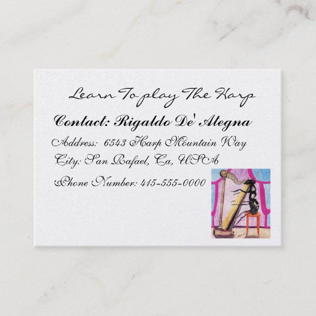 Cartão De Visita Aprenda A Tocar O Harp (Frente)