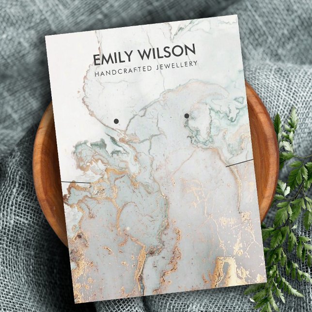 CARTÃO DE VISITA AQUA BLUE DOURADA AGATE MARBLE NECKLACE STUD EXIBI (Criador carregado)