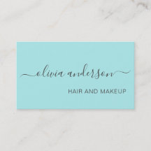 Aqua Blue Teal Girly Simple Hair Makeup Salon