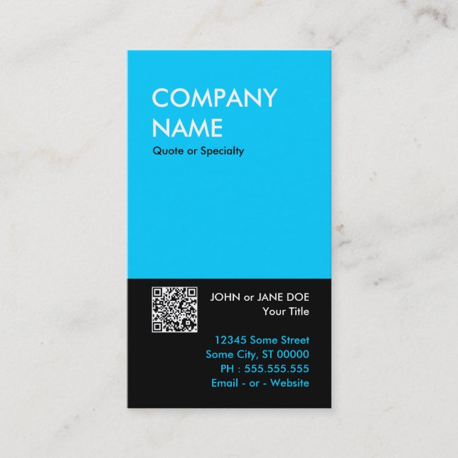 Cartão De Visita aqua bold design seu próprio código QR (Frente)