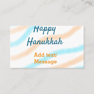 Cartão De Visita Aqua laranja feliz Hanukkah adiciona mensagem de t