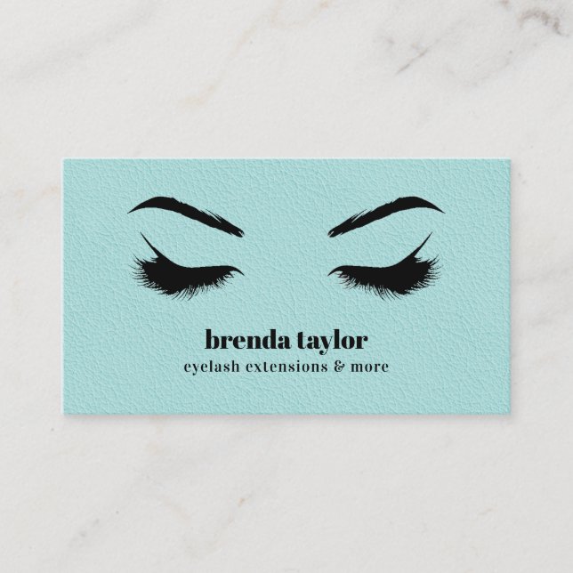 Cartão De Visita AQUA LEATHER Chic Eyelash Browbar profissional (Frente)