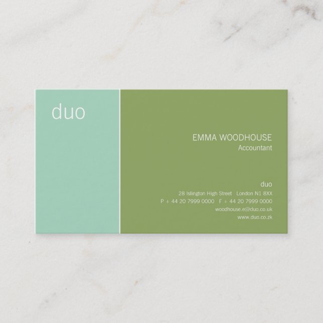 Cartão De Visita Aqua & verde do duo (Frente)