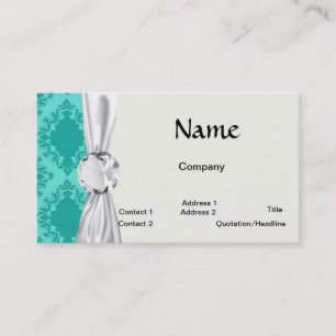 Cartão De Visita aquamarine azul aqua diamante damasco de duas core