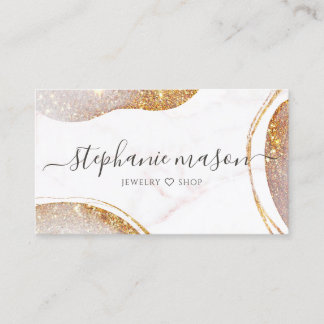 Cartão De Visita Aquarela Abstracto Glitter Dourado Mármore Moderno