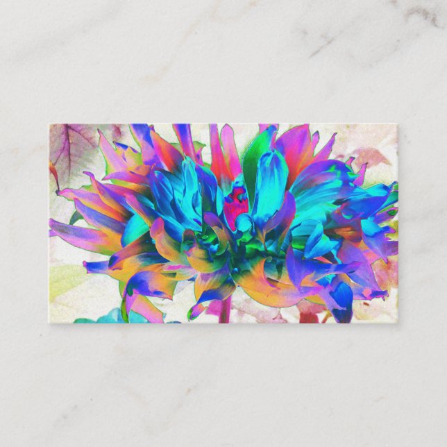 Cartão De Visita Aquarela Atormentada Rainbow Cactus Dahlia (Frente)