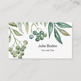 Cartão De Visita Aquarela Clássica de Frutas Vermelhas e Galhos