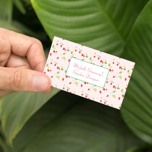Cartão De Visita Aquarela de Flores de Morango Jardineira (Criador carregado)