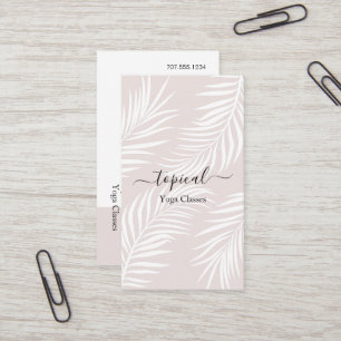 Cartão De Visita Aquarela de palmeiras brancas folhas de ioga