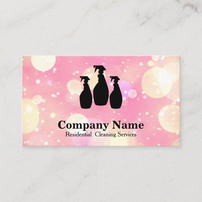 Cartão De Visita Aquarela do Serviço de Limpeza Elegante (Frente)