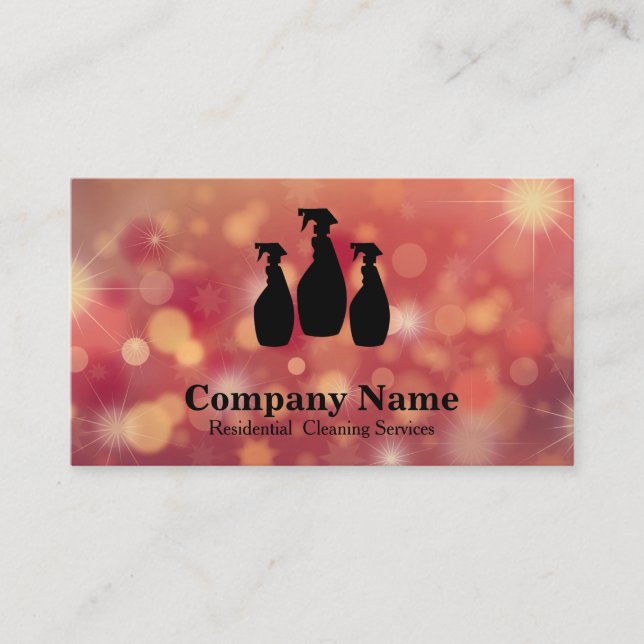 Cartão De Visita Aquarela do Serviço de Limpeza Elegante (Frente)