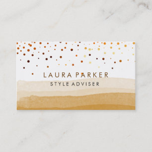 Cartão De Visita Aquarela Elegante Marrom-marrom-duna Confetti