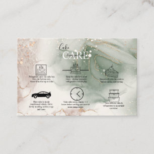 Cartão De Visita Aquarela Elegante Moderna Verde e Dourada Cuidado