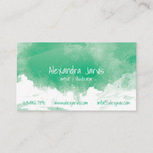 Cartão De Visita Aquarela escovada artística - verde