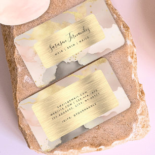 Cartão De Visita Aquarela Faux Gold Foil Black Blush Pink Elegante