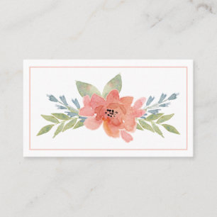 Cartão de Visita Aquarela Flor de Pêssego Elegante