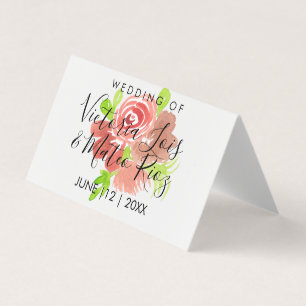 Cartão De Visita Aquarela Floral Rosa Bege Bege Rosa Folha Casament
