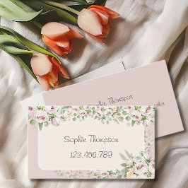 Cartão De Visita Aquarela floral rosa empoeirado