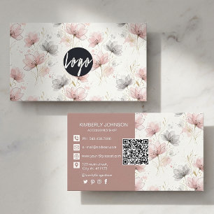 Cartão de Visita Aquarela Floral Suave