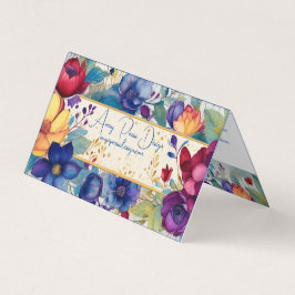 Cartão De Visita Aquarela Floral Vintage Dobrada