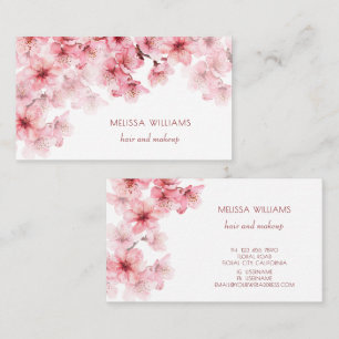 Cartão De Visita Aquarela Flores de Cerejeira Rosa Floral
