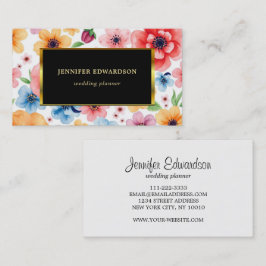 Cartão De Visita Aquarela flores elegante boho profissional