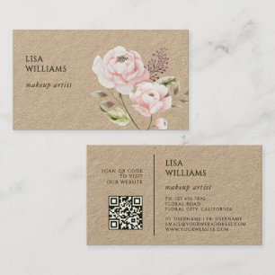 Cartão De Visita Aquarela Flores Selvagens Kraft