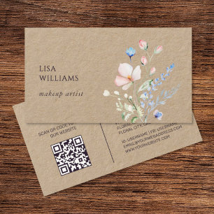 Cartão De Visita Aquarela Flores Selvagens Kraft