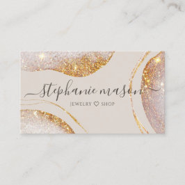 Cartão De Visita Aquarela Glitter Dourado Abstrato Moderno Luxuoso 