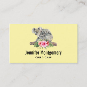 Cartão De Visita Aquarela Koala Urte Linda Mãe e Bebê