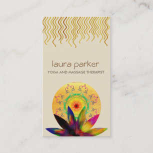 Cartão De Visita Aquarela Logotipo da Flor do Lotus com Aquecimento