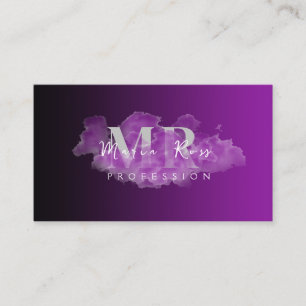 Cartão De Visita Aquarela Logotipo Roxo Rosa Dourado Roxo Fumaça