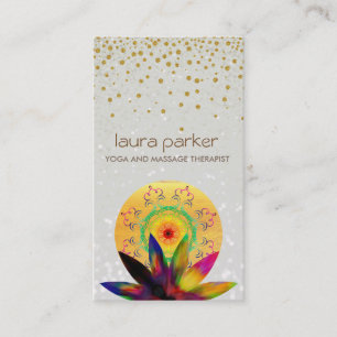 Cartão De Visita Aquarela Lotus Flower Pearl Logotipo Yoga Healing