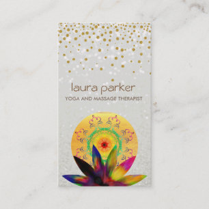 Cartão De Visita Aquarela Lotus Flower Pearl Logotipo Yoga Healing
