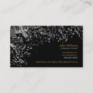 Cartão De Visita Aquarela Natureza Moderna Tintas Negra e Branca
