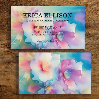 Cartão De Visita Aquarela Pastel Floral Feminino Profissional