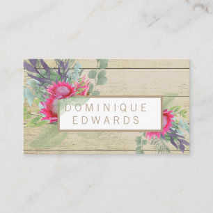 Cartão De Visita Aquarela Protea Flor Floral Russo