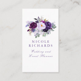 Cartão De Visita Aquarela Púrpura Floral Elegante Boêmia