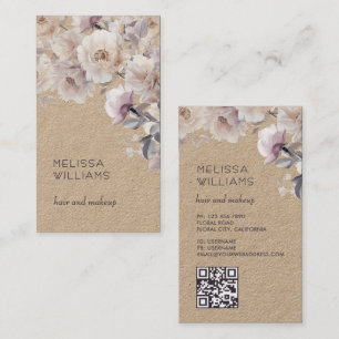 Cartão De Visita Aquarela Rosas Delicadas Código Qr Rústico