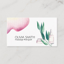 Cartão De Visita Aquarela Rústica Moderna Floral Verde Massagem 