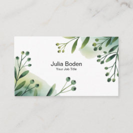 Cartão De Visita Aquarela Vintage de Frutas Vermelhas e Ramos