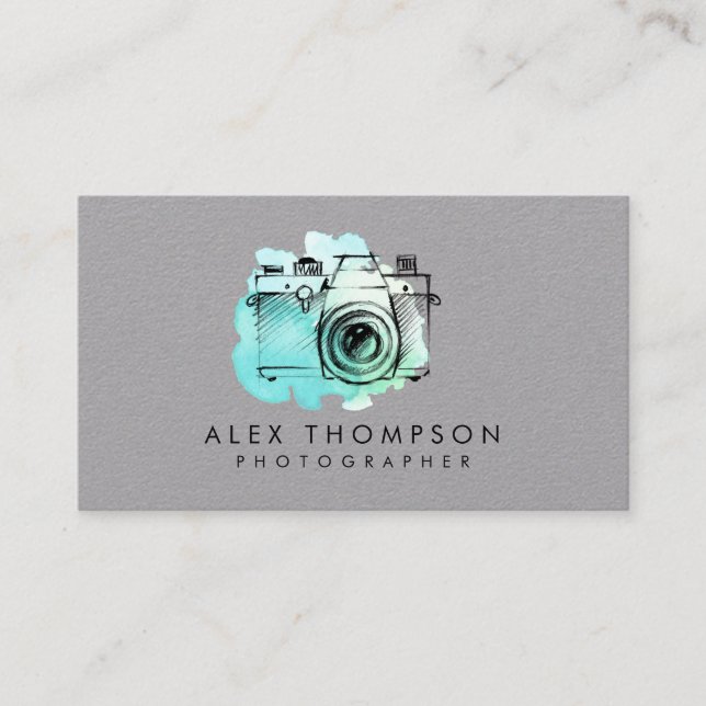Cartão De Visita Aquarela Wash Vintage Film Fotógrafo (Frente)