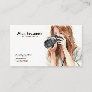 Cartão De Visita Aquarela White e Brown Female Fotografia