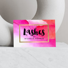 Cartão De Visita Aquarelas Cor-de-Rosa Negrito Lash Extensões Salão