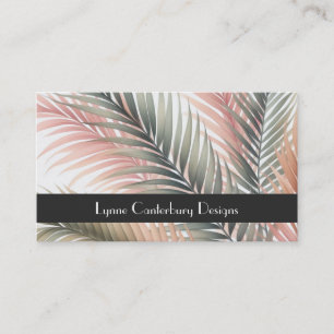 Cartão De Visita Aquarelas de Folhas de Palmeira Tropicais