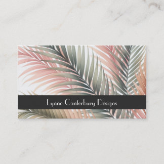 Cartão De Visita Aquarelas de Folhas de Palmeira Tropicais