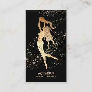 Cartão De Visita *~* AQUARIUS Astrologia Zodiaca Lendo Dourado Pret