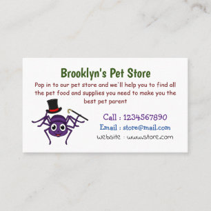 Cartão De Visita Aranha-branca no desenho do chapéu