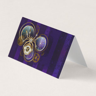 Cartão De Visita Aranha Steampunk no fundo roxo