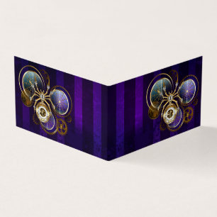 Cartão De Visita Aranha Steampunk no fundo roxo